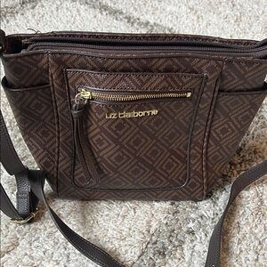 Liz Claiborne Dark Brown Patterned Shoulder Bag